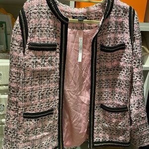 Pink/black tweed w gold hardware blazer